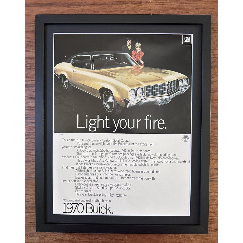 Framed 1970 Buick Skylark Custom Sport Coupe Print Ad